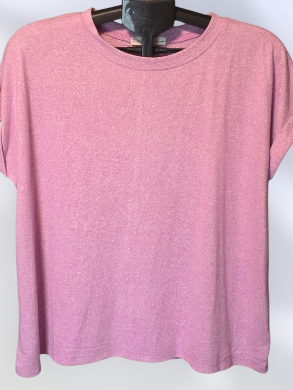Zenana Outfitters Heathered Pink Short Sleeve Crewneck Tee